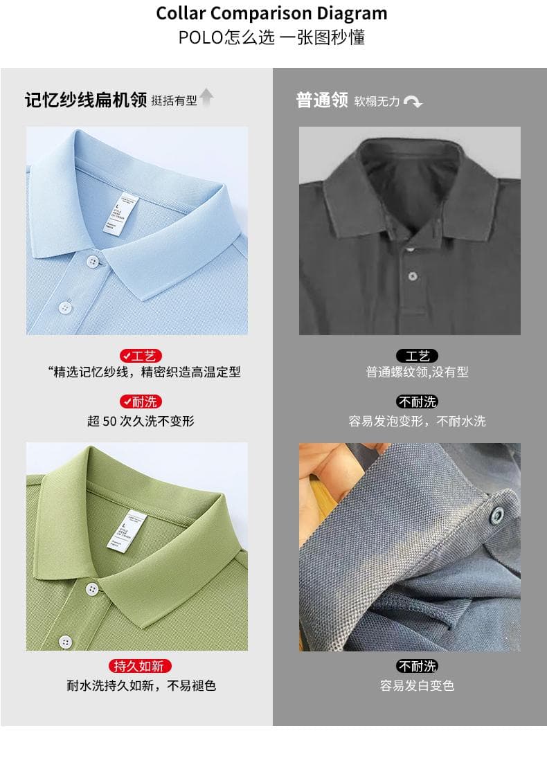 浅蓝纯色短袖POLO衫 详情图 5