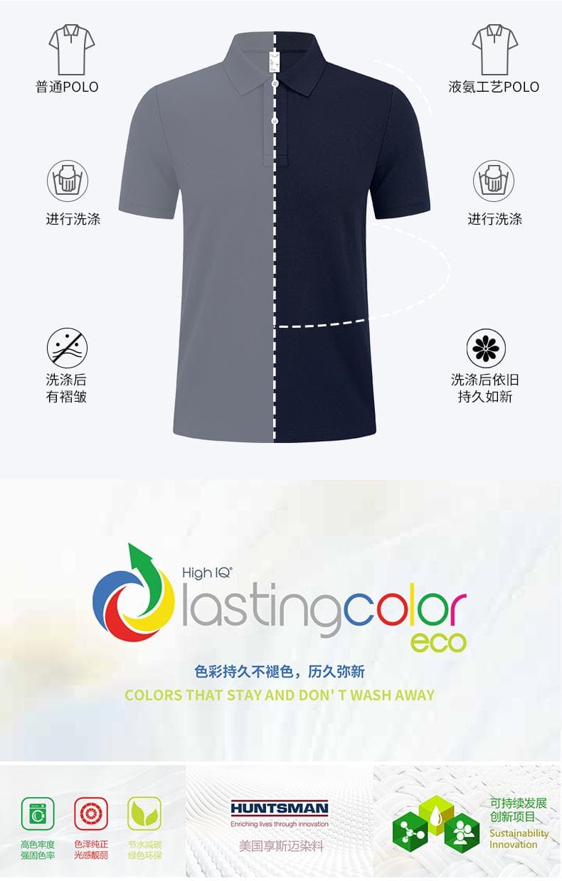 浅蓝纯色短袖POLO衫 详情图 9