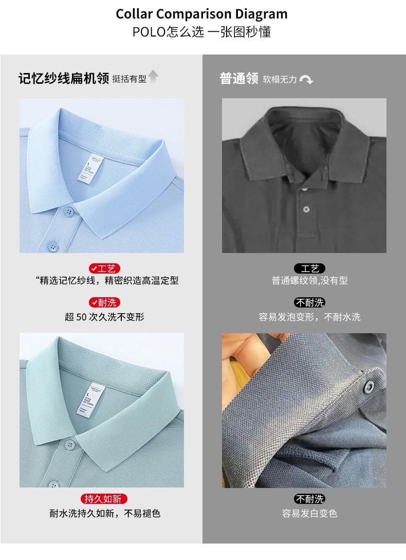 浅蓝纯色短袖POLO衫 详情图 5