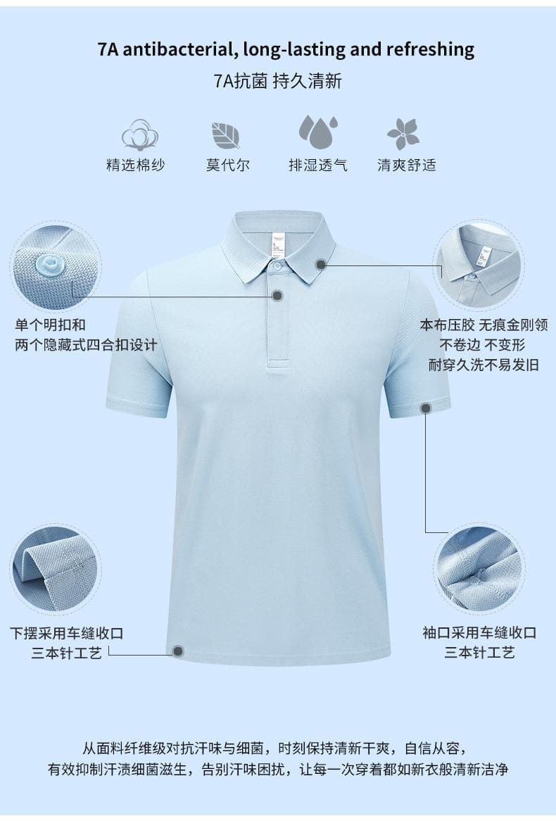 深蓝色纹理短袖Polo衫 详情图 2