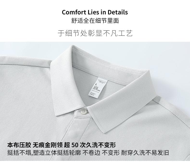 深蓝色纹理短袖Polo衫 详情图 3