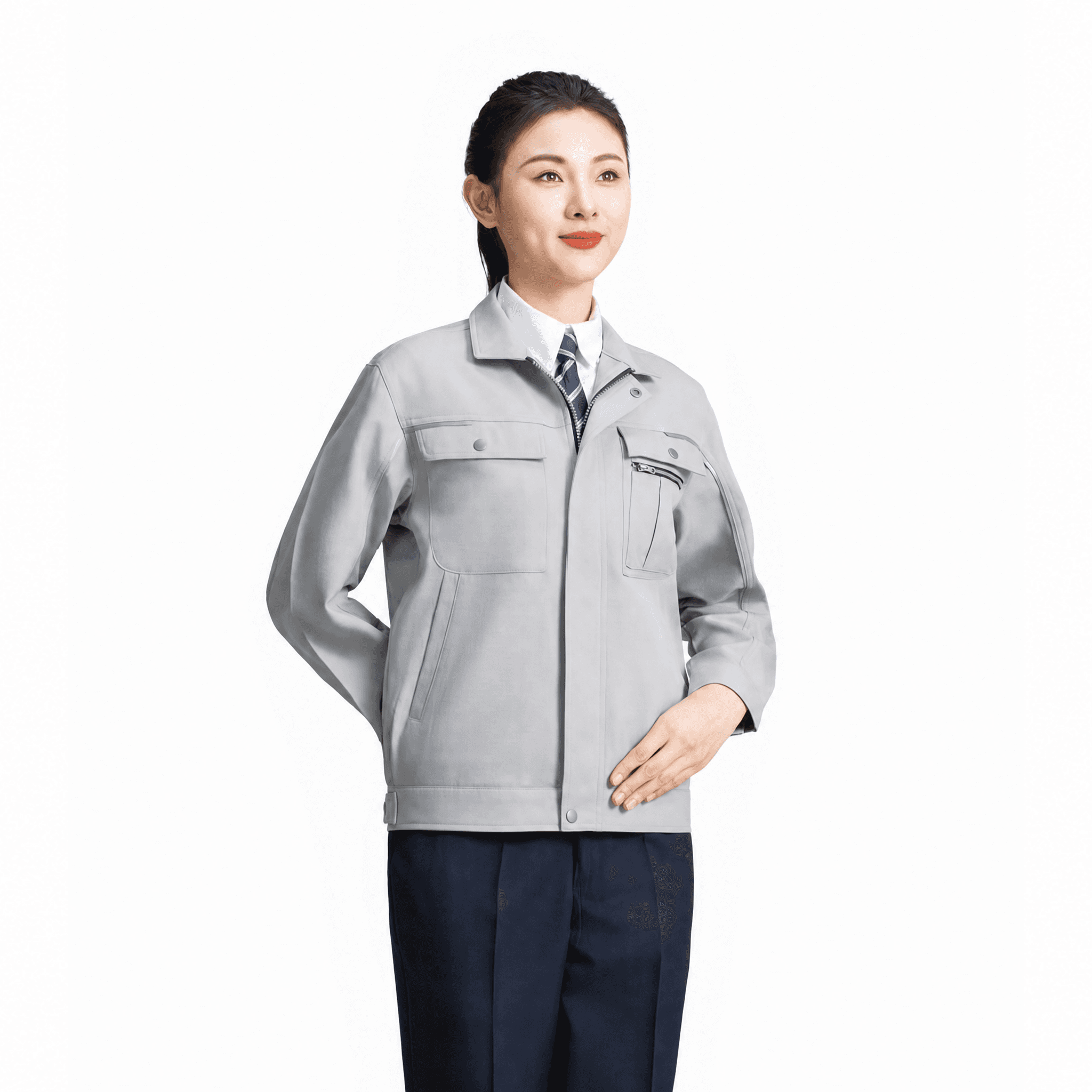 女士灰色工装夹克