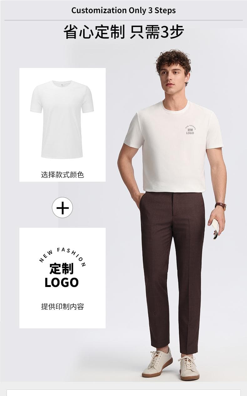 黑色纯棉圆领短袖T恤 详情图 15
